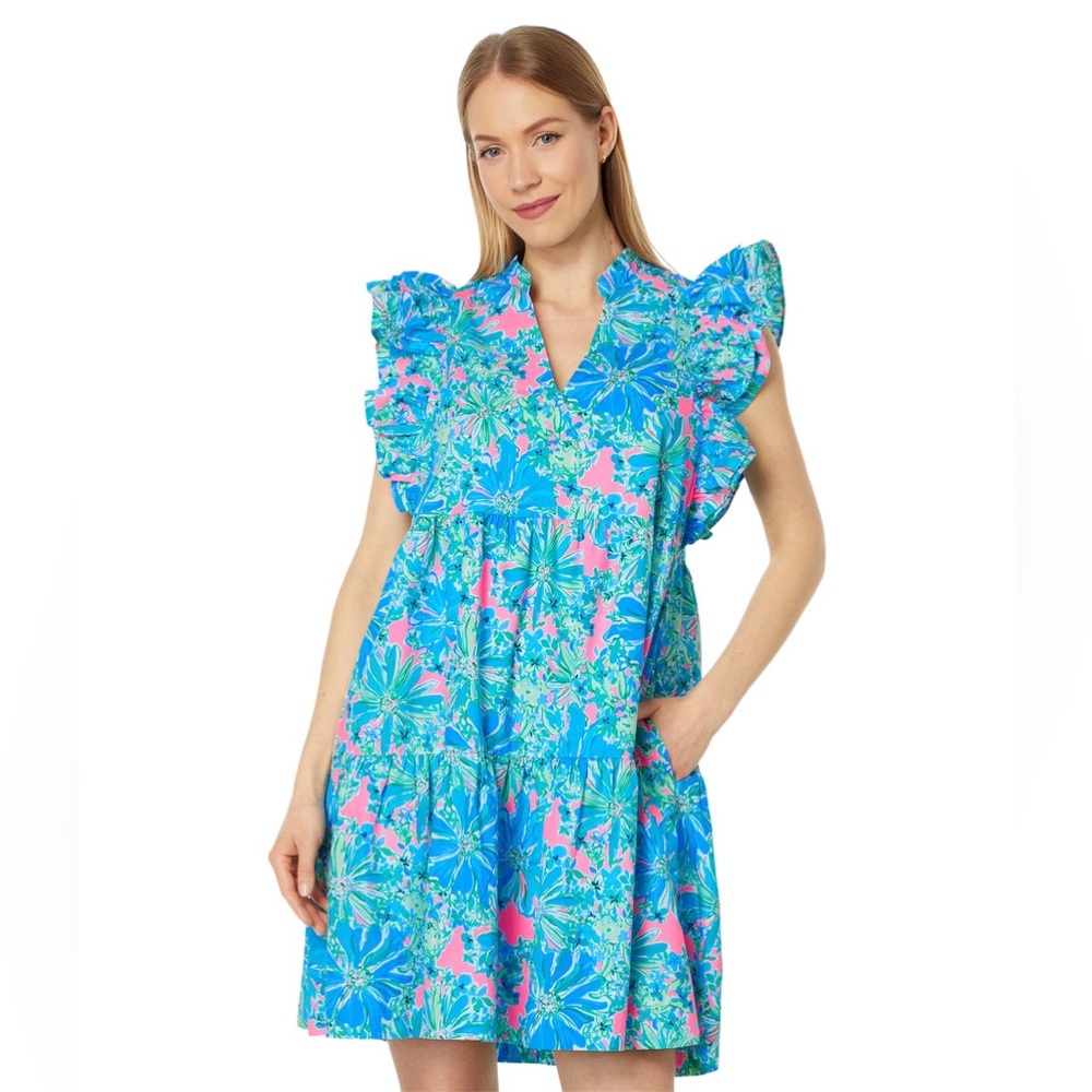 Lilly Pulitzer Aldena Ruffle Sleeve Cotton - Size L - Worn once